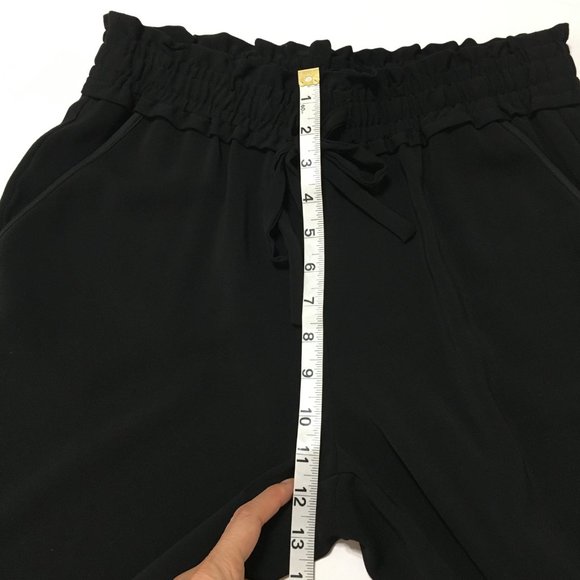 ZARA Baggy Elastic Waist Front Tie Cropped Slit Side Hem Black Size M Pu… - Picture 14 of 16